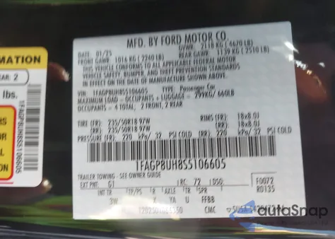 2025 Ford Mustang Ecoboost Premium z USA, uszkodzony, nr VIN 1FAGP8UH8S5106605